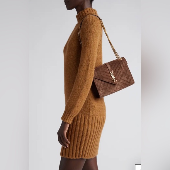 Yves Saint Laurent (ysl) medium suede envelope crossbody handbag/bag dark brown - Picture 3 of 12